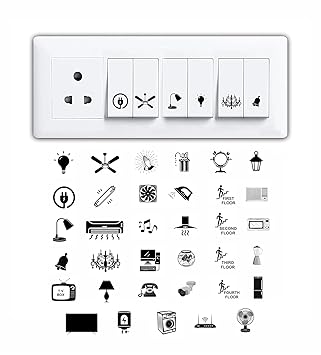 Feora9X FEORA Transparent Black & White Switch Self Adhesive Stickers ...