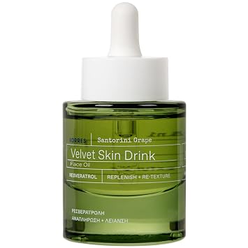 KORRES Santorini Grape Velvet Skin Drink Face Oil, Hydrating Serum with Resveratrol, Grape Extract and Grape Seed Oil for Skin Care, Antioxidant Rich Facial Oil, 1 fl oz