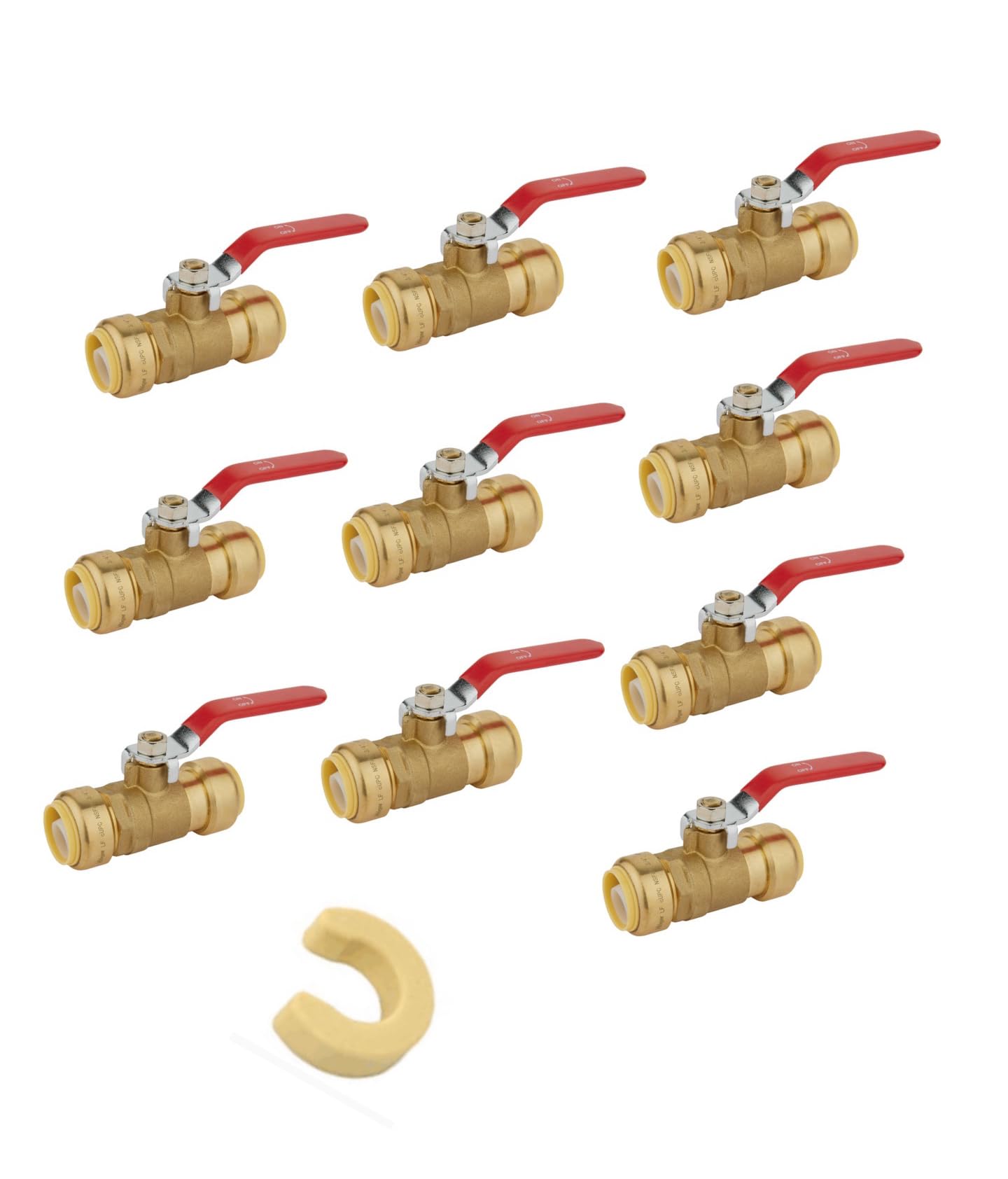 (Pack of 10) EFIELD 1/2 Inch Push-Fit Full Port Ball Valve with 2 Disconnect Clip Tools,(PF-VALVE046-10PCS)