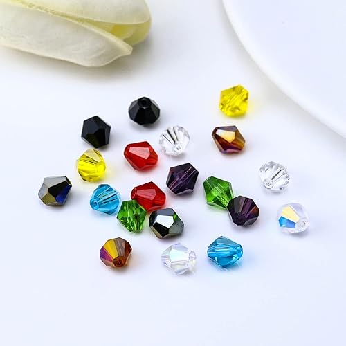 Miniatura 5 de Dowarm 100 cuentas de bicono de cristal de 0.315 pulgadas (0.315 in), cuentas de vidrio de bicono facetadas pequeñas a granel para fabricación de