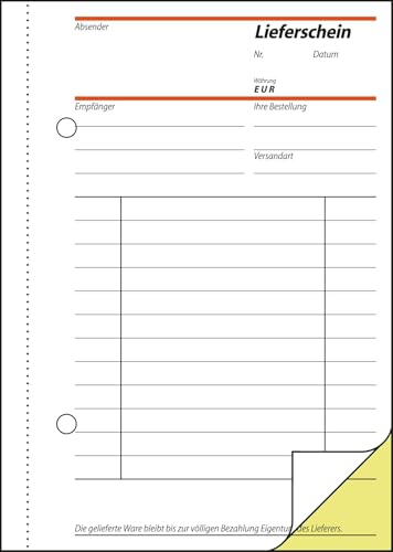 SIGEL SD013 Lieferscheine A6, 2x40 Blatt, selbstdurchschreibend, aus nachhaltigem Papier