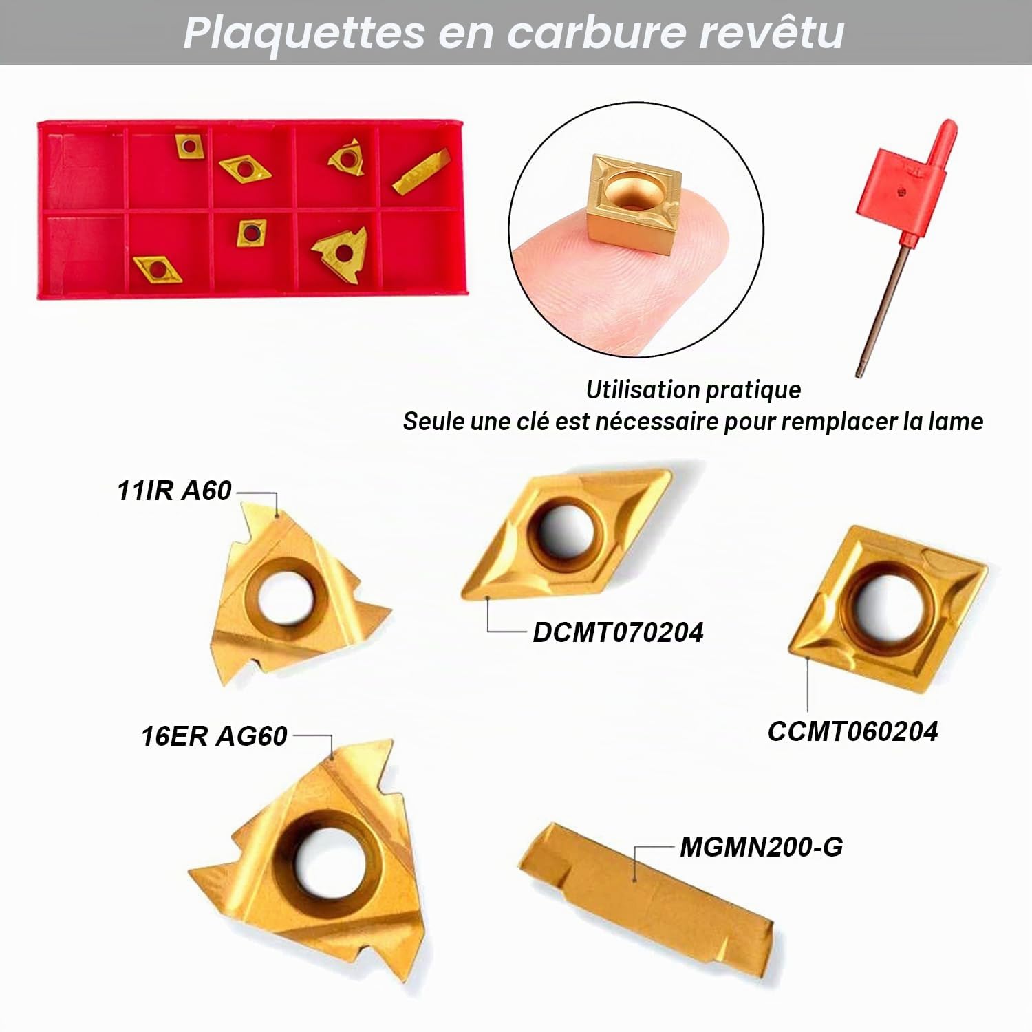 21pcs 12mm Porte-Outil De Tournage Tige Tour Set Barre D'Alésage Tournage Kit Tournage en Carbure Multifonctionnel Support Alésoir avec Inserts De Carbure, clés pour Outil de Tour