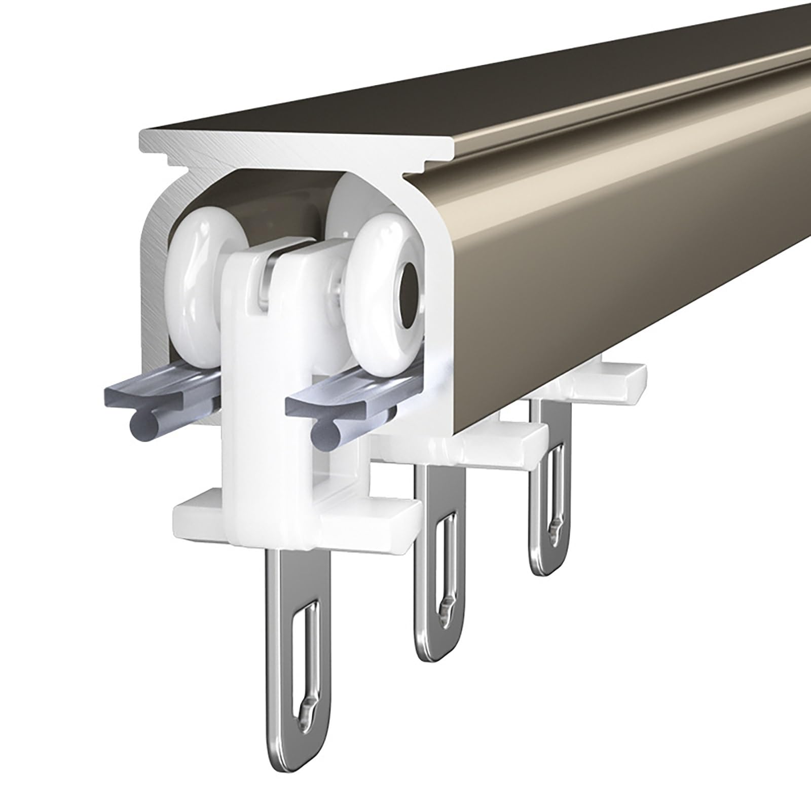 Wytrzymała szyna szynowa do zasłon - jednotorowe aluminiowe pręty do montażu na suficie lub ścianie do domu, biura, przegrody, 50-600 cm, kolor szampański, regulowany i