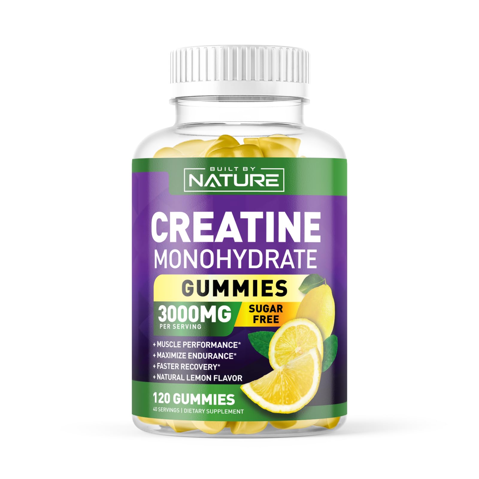 Built by Nature Sugar Free Creatine Monohydrate Gummy for Men & Women