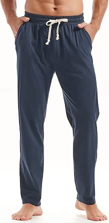 Men's Cotton Yoga Pants with Pockets and Open Bottom