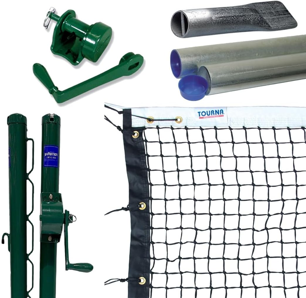 Tourna 3.0 mm Premium Single Braid Tennis Net, Tapered – Optional Seasonal Court Maintenance Kit