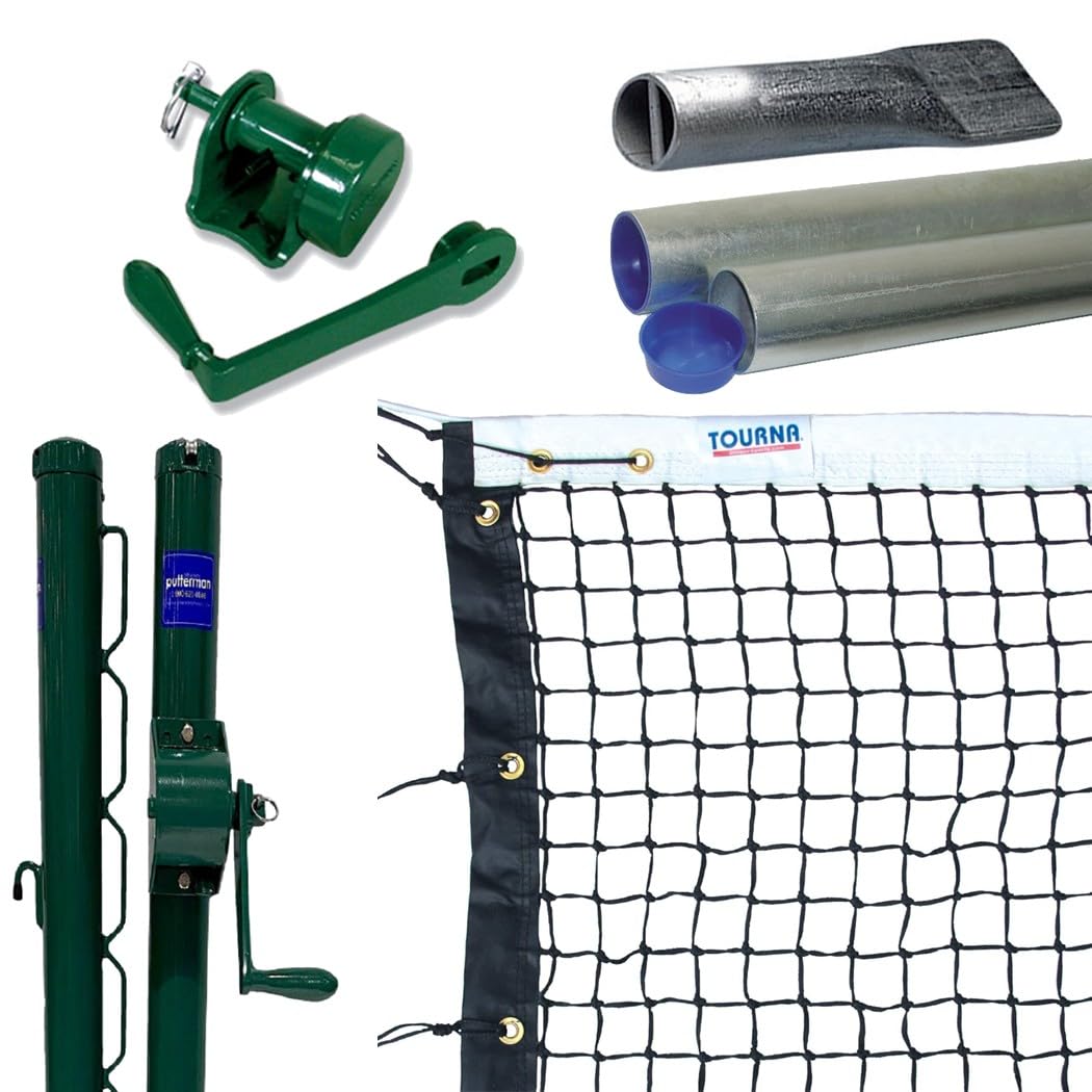 Tourna 3.0 mm Premium Single Braid Tennis Net, Tapered – Optional Seasonal Court Maintenance Kit