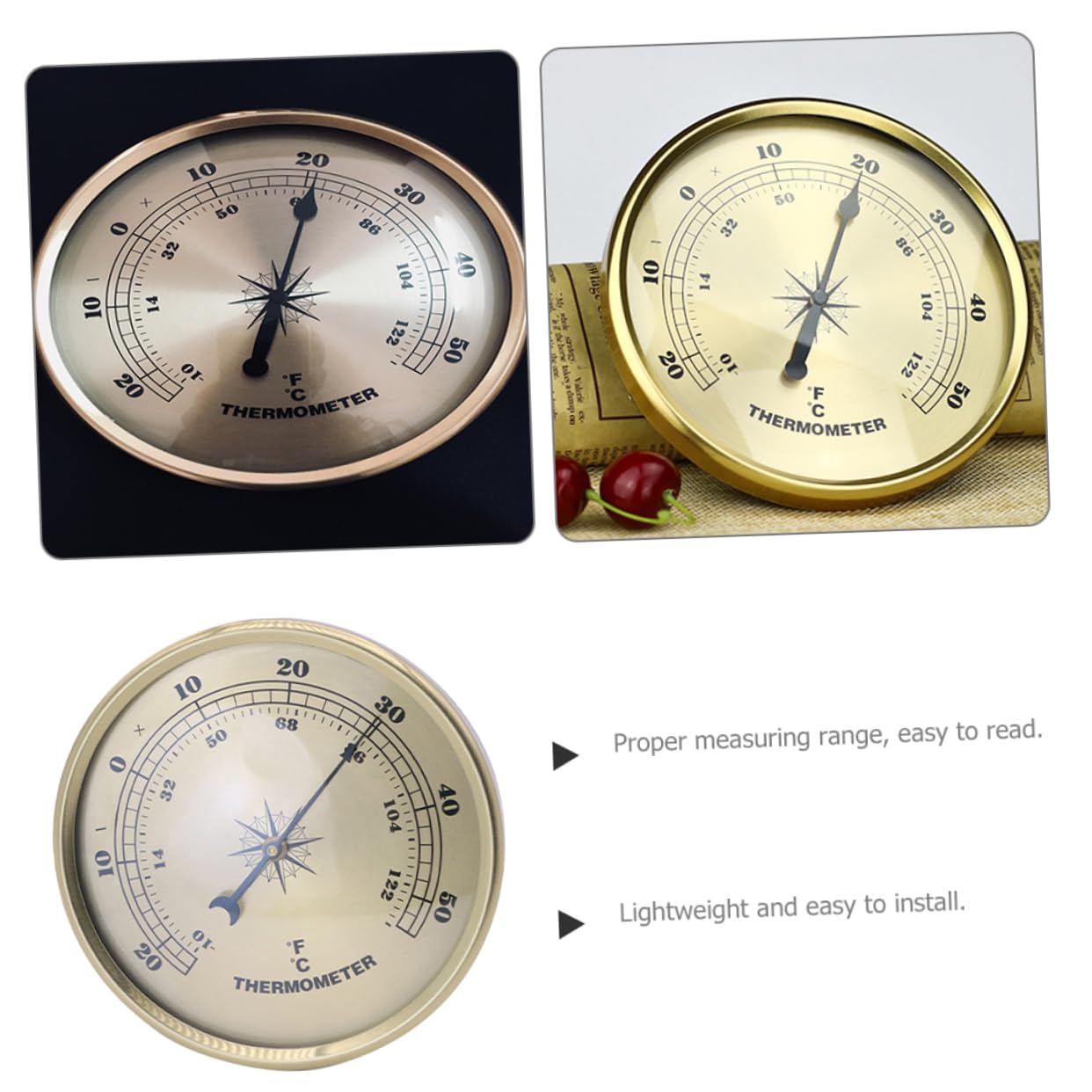 NULYLU Sturdy Metal Thermometer Temperature Gauge for Home Office and Outdoor Easy to Install and Store Ideal for Kitchen Garden