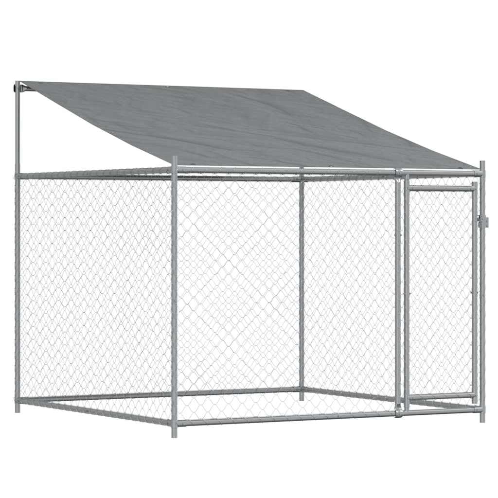 Generico Gabbia Cani con Tetto e Porte Grigia 4x2x2 m in Acciaio Zincato,Articoli per Animali,Animali Domestici - Articoli,Articoli per Cani,Cucce e recinti per cani-3209563