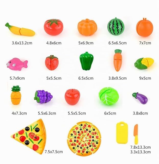 Foto 5 de 5 de NIWWIN - Juego de 24 piezas de plástico con forma de frutas, verduras y pizza para cortar, juego educativo…