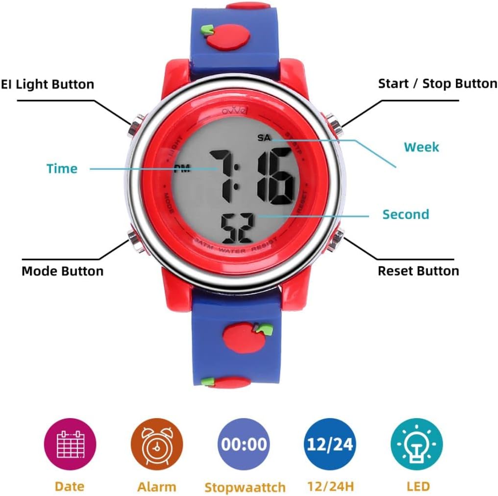 Girls Watch – Pretty and Cute Kids Cartoon Digital Wristwatch with Teaching Display Time Teacher