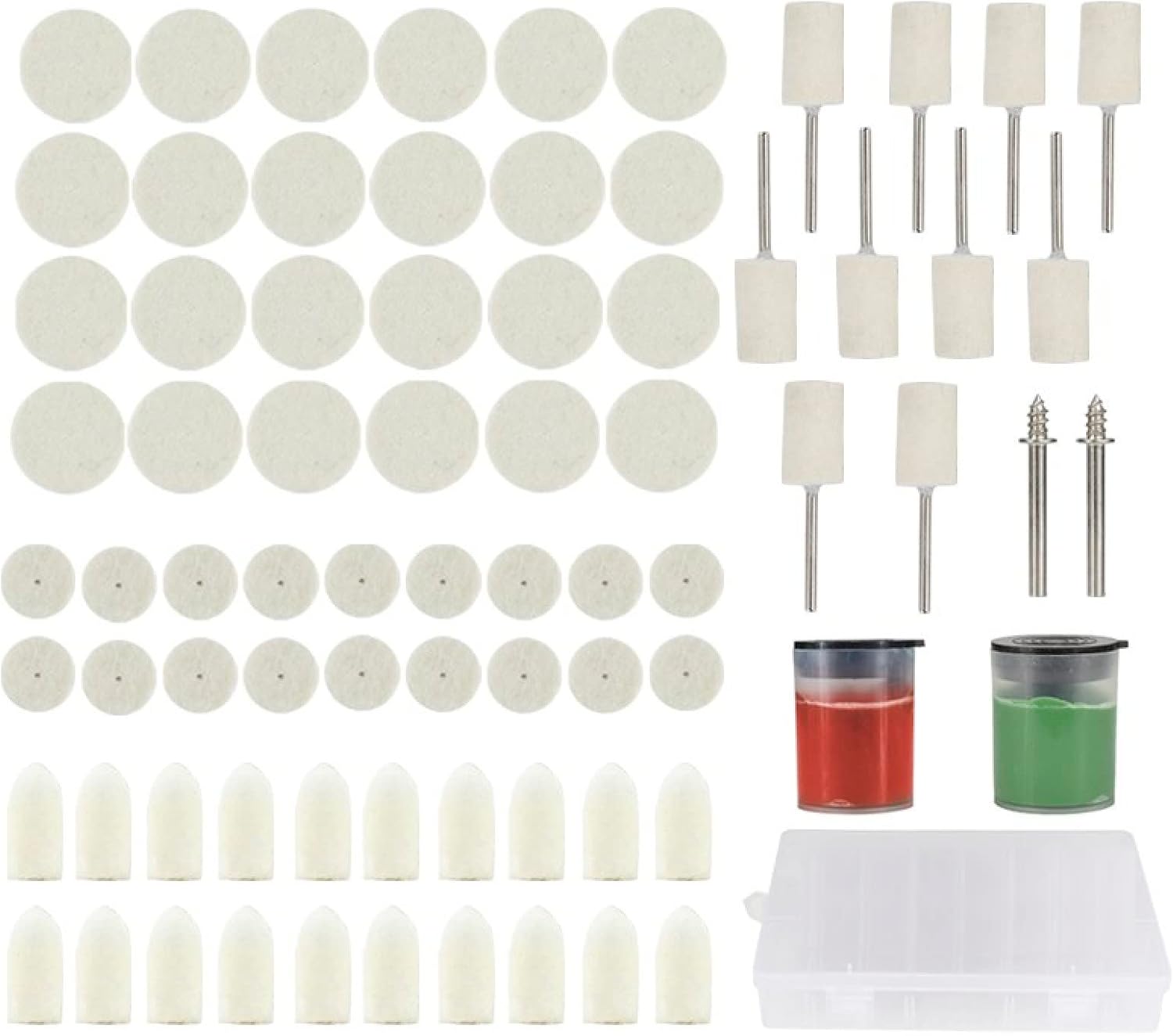 76pcs Woolen Polish Wheel Bit Soft Felt Polishing Buffing Wheel Mixed Accessory For Rotary Tool