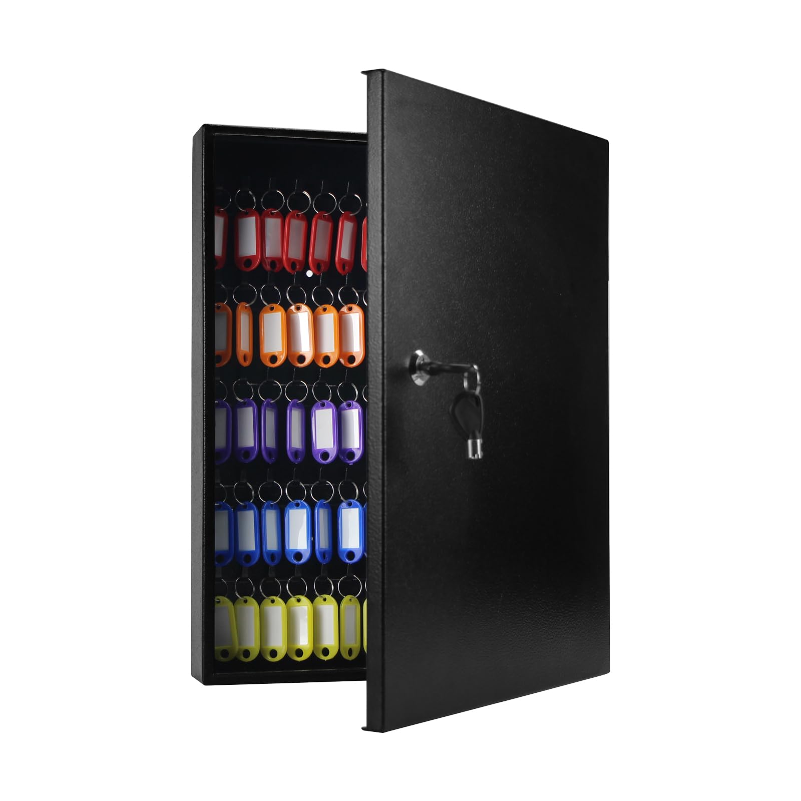 JUGREAT 63 Key Cabinet Wall Mount Lock Box with Colorful Key Tags,Key Box Organizer with Key Tags Key Safe Security Storage Lockbox Holder for Valets,