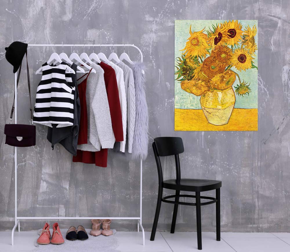 1art1 Quadro Con Cornice Vincent Van Gogh – Vaso Con Dodici Girasoli (1888) – Con Passepartout – 80x60 Cm – Pronto Da Appendere