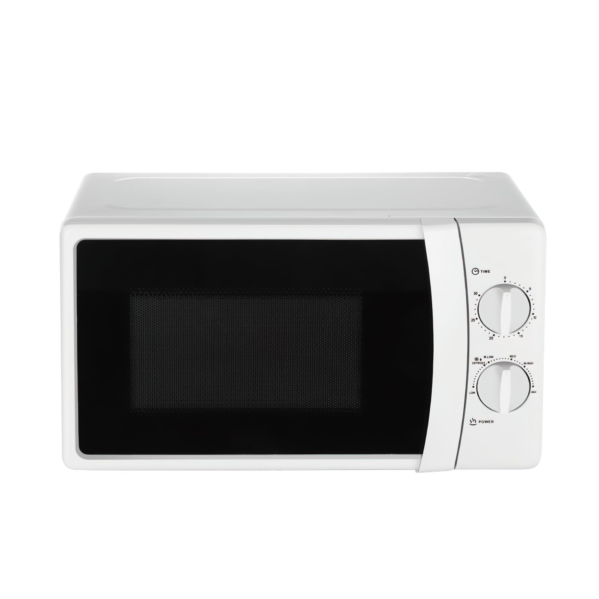 Compact Mechanical Microwave Oven, 25L Capacity, White Countertop Kitchen Appliance with Manual Timer and Temperature Controls