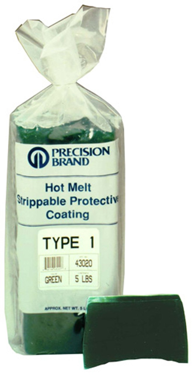 Precision Brand Type 1 Hot Melt Strippable Protective Coating, Transparent Blue Color, 5 Pound Package