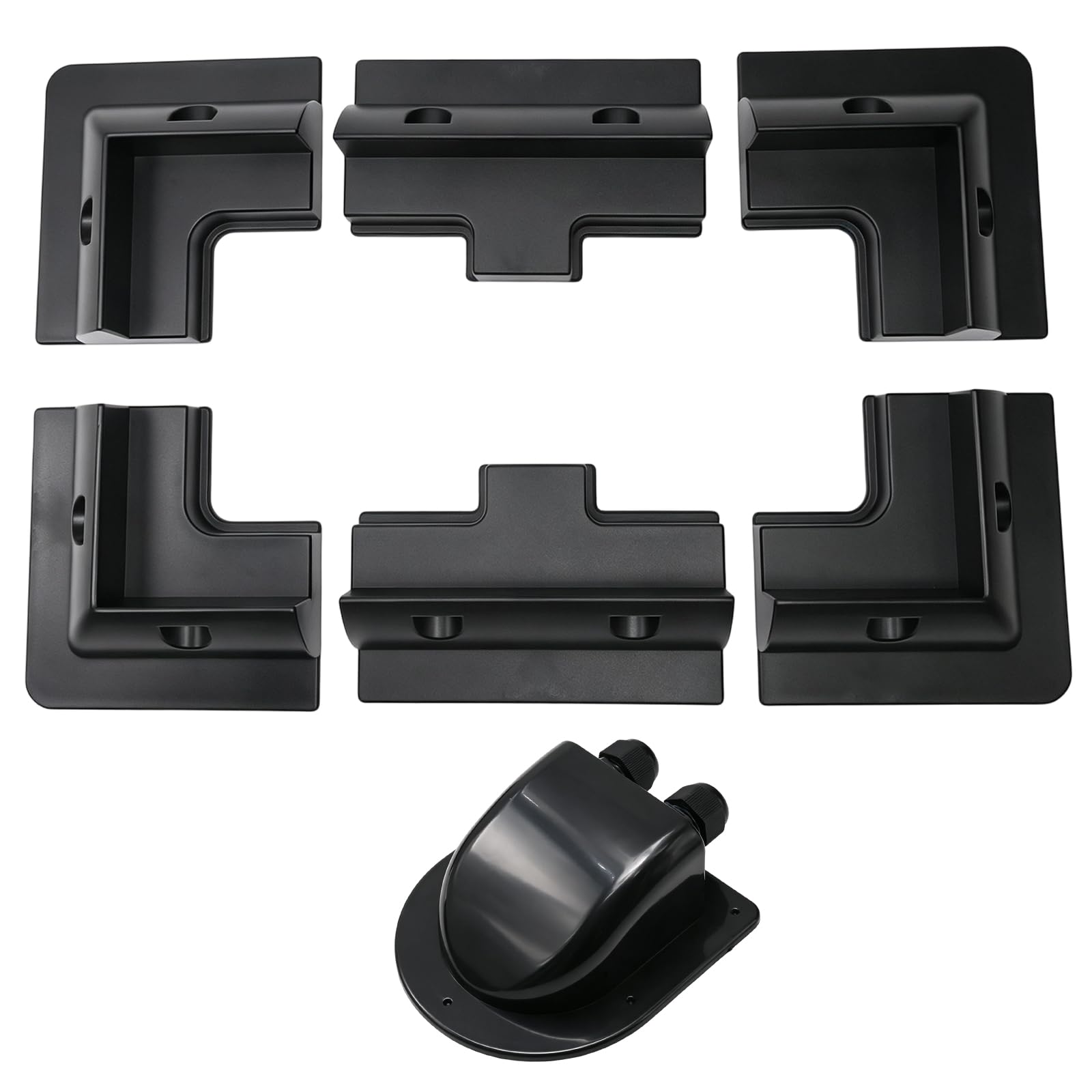 Kit di 7 staffe di montaggio per pannello solare in ABS, resistente ai raggi UV, senza trapano, con pressacavo, set multiuso per camper, barca, furgone, tetto, parete, garage