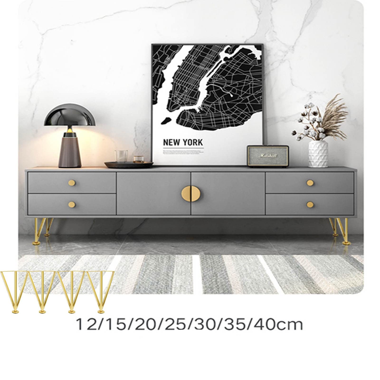 Patas para Muebles Metal Mesa Pies Patas de Metal Dorado Acero Inoxidable Reemplazable para Sofás Gabinete Sofá Silla Mesa de Centro 4 Piezas(Size:15cm(5.9in))