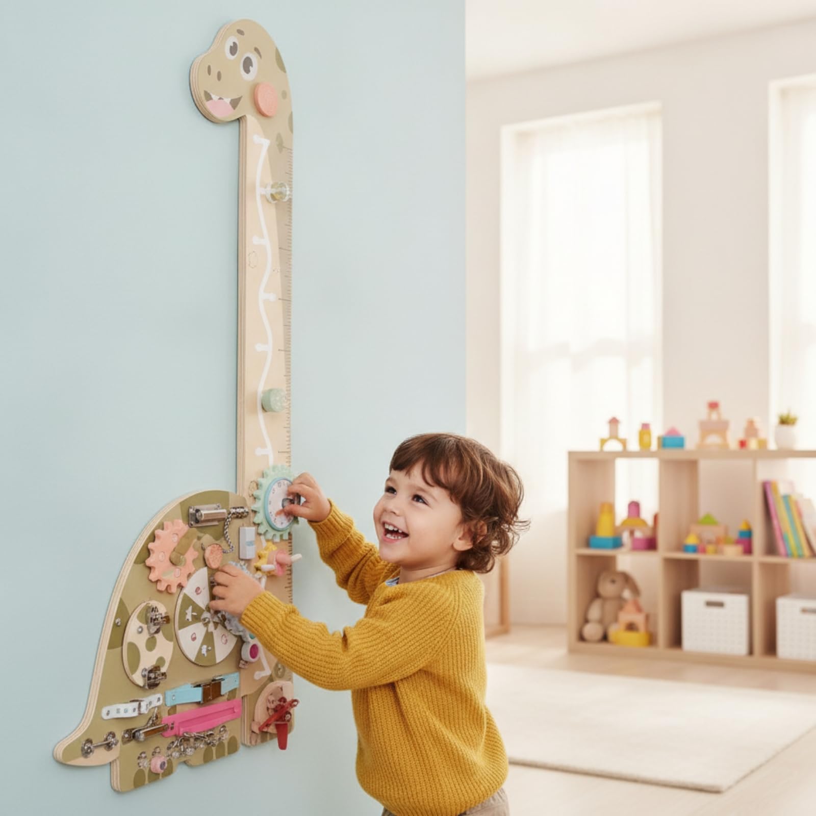 Tavola attività in Legno Interattivo | Montessoriano, Pannello Sensoriale da Parete, Senza Spigoli, Lavagna Interattiva da Parete, per Cameretta, Neonati