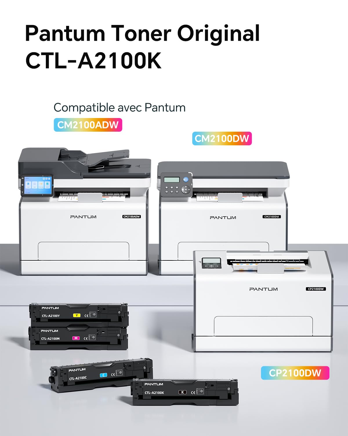 PANTUM CTL-A2100K Cartouche de Toner Originale, Compatible avec l'imprimante Laser Couleur CP2100DW CM2100DW CM2100ADW, capacité 1500 Pages
