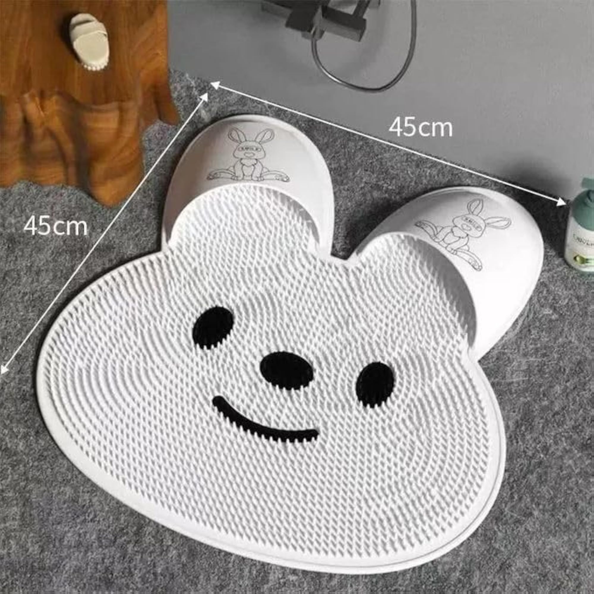 Extra-Large Shower Foot Scrubber Mat, Rabbit-Shaped Silicone