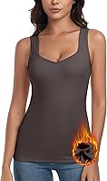 Vista 1 de WOWENY Camiseta sin mangas de forro polar térmico para mujer, sin mangas, cuello corazón, chaleco de invierno, ropa interior, camiseta cálida