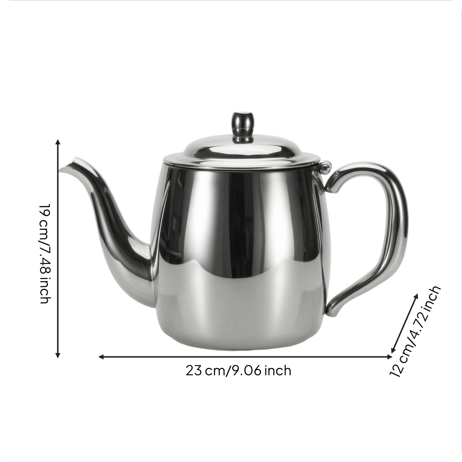 Ronyme Edelstahlkännchen Edelstahl Kaffeekanne Teekanne Gießkanne Kanne mit Dickwandigem 304 Edelstahl Und Spiegelnder Oberfläche Punktgenaues Ausgießen Dank, 1.2L