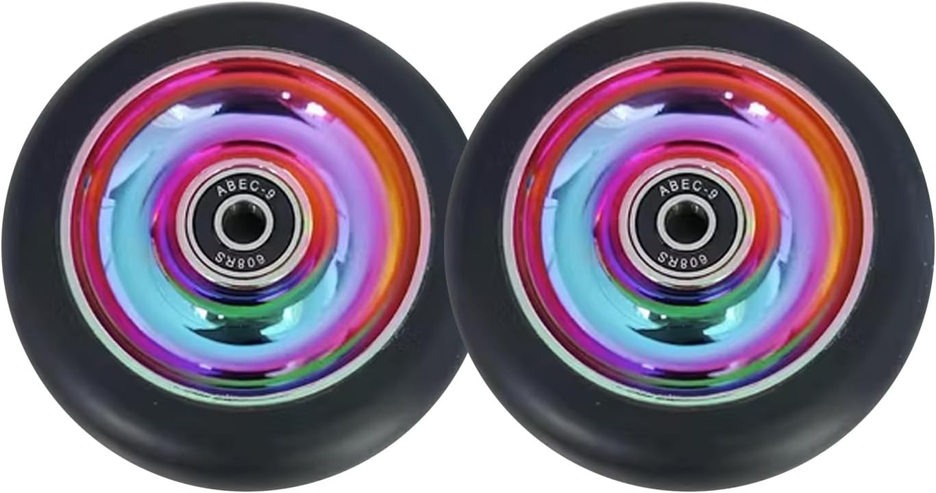Inline Skate Replacement Wheels Outdoor & Indoor 100mm Inline Skate Wheels 82A Scooter Wheels Kick Scooters Replacement Wheel Roller Skate Wheel Replacement (2-Pack),Black