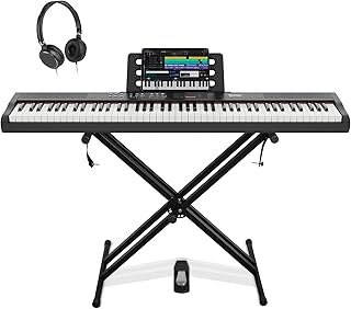 STRICH 88 Key Digital Piano Full Size Electric Keyboard with Stand, Semi-Weighted Sensitive Keys, Portable Electric Piano Set for Beginner, Bundle with Sustain Pedal, Headphones, Music Rest, SEP-150S