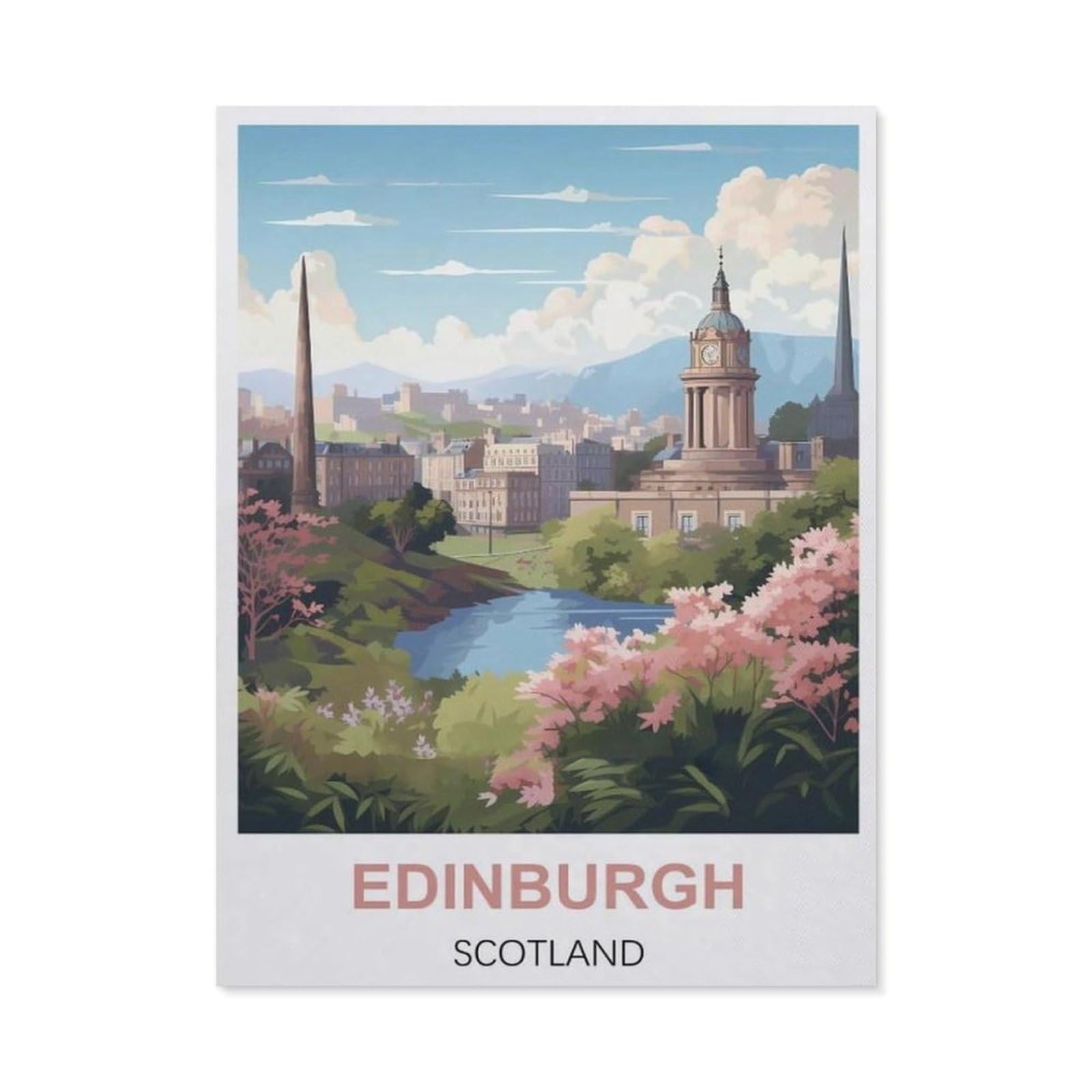 BEAYODKP 5D DIY Diamond Painting，Edinburgh Scotland,Round Full Drill Crystal Rhinestone Embroidery Cross Stitch Arts Craft Canvas for Home Wall Decor（50 x 60 cm/19.68 x 23.62 inches）-BW8