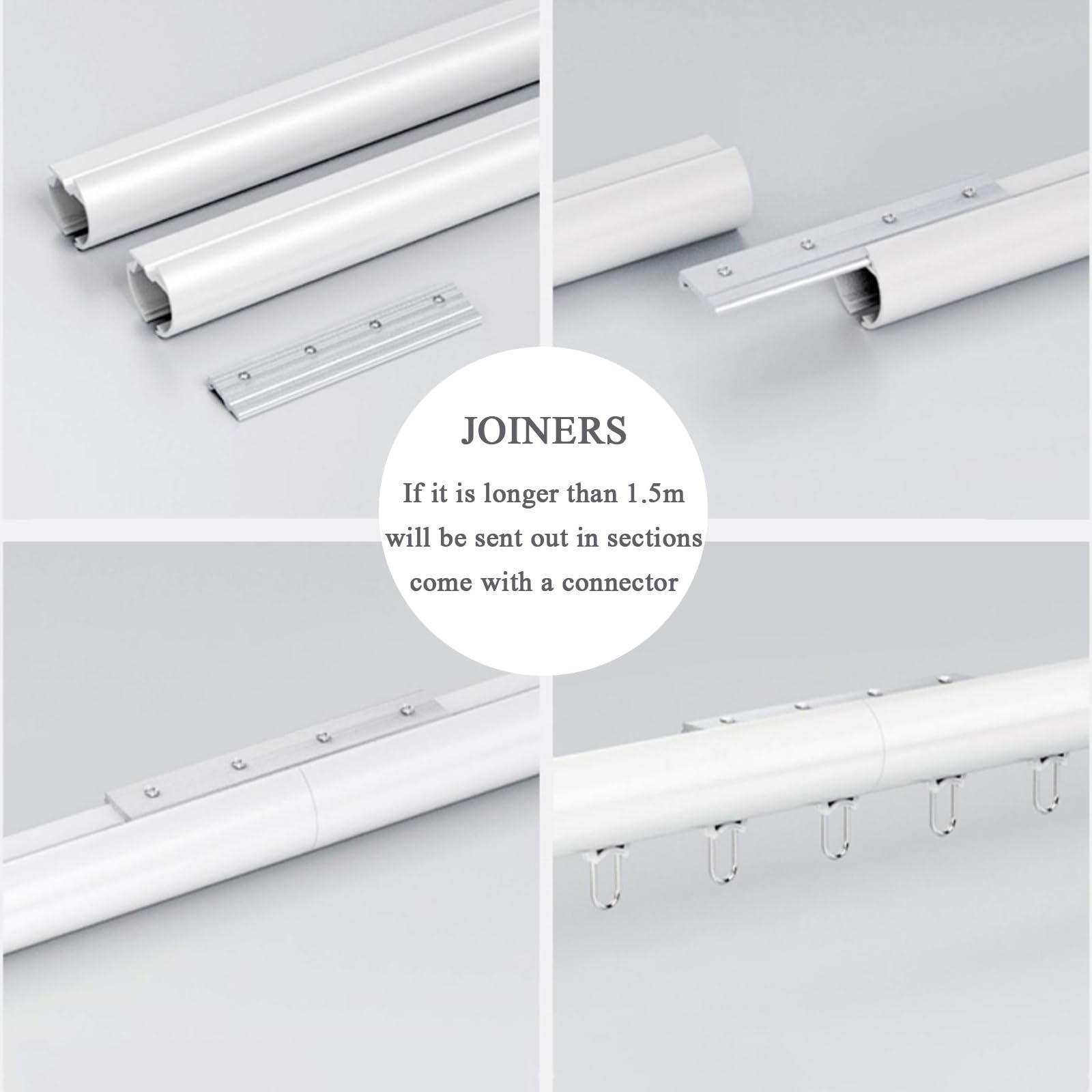 Schiebegardinenstange doppelläufig für Vorhänge, 220 cm (2 x 110 cm), ideal für Büro und Wohnzimmer, Grau, einfache Installation und modernes Design