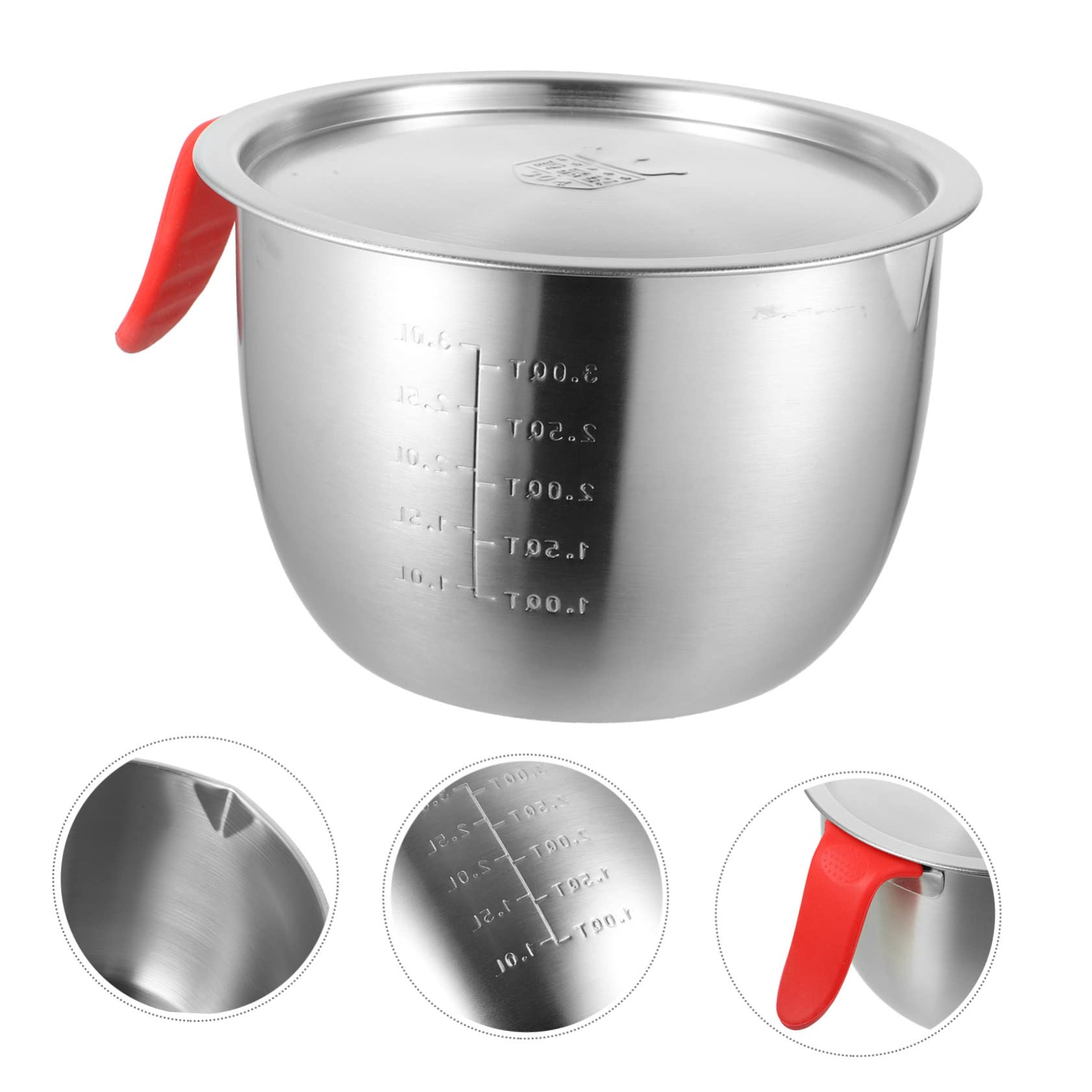 LIFKOME Bol à Mélanger en Acier Inoxydable 3l Argenté, 1 Set