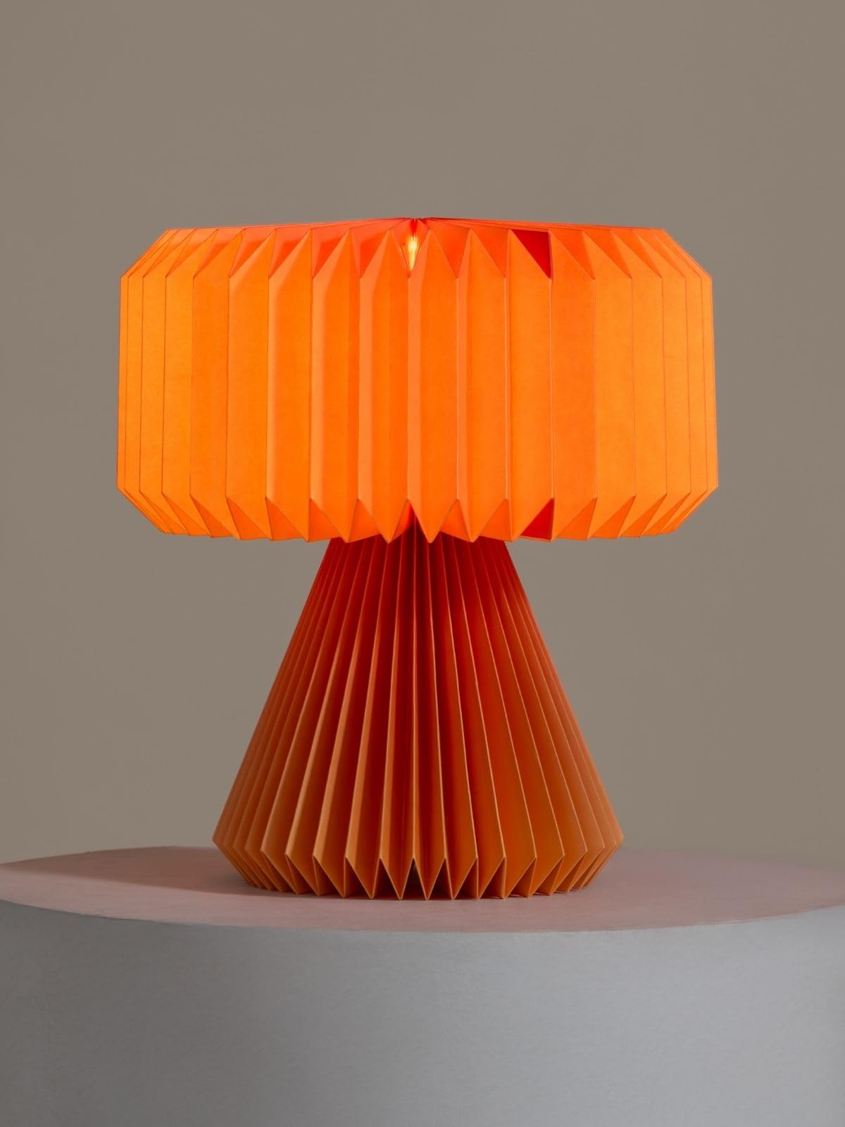 fig living ori orange table lamp | 32 cm origami design lampshade | premium laminated paper - dust and water resistant | ideal lamp for living room, bedroom, office, wedding gift