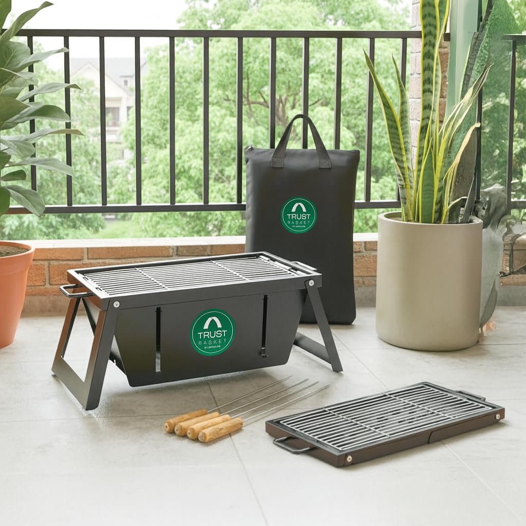TrustBasket Charcoal BBQ Grill - Portable Tandoori Set -4 TrustBasket Charcoal BBQ Grill - Portable Tandoori Set -4