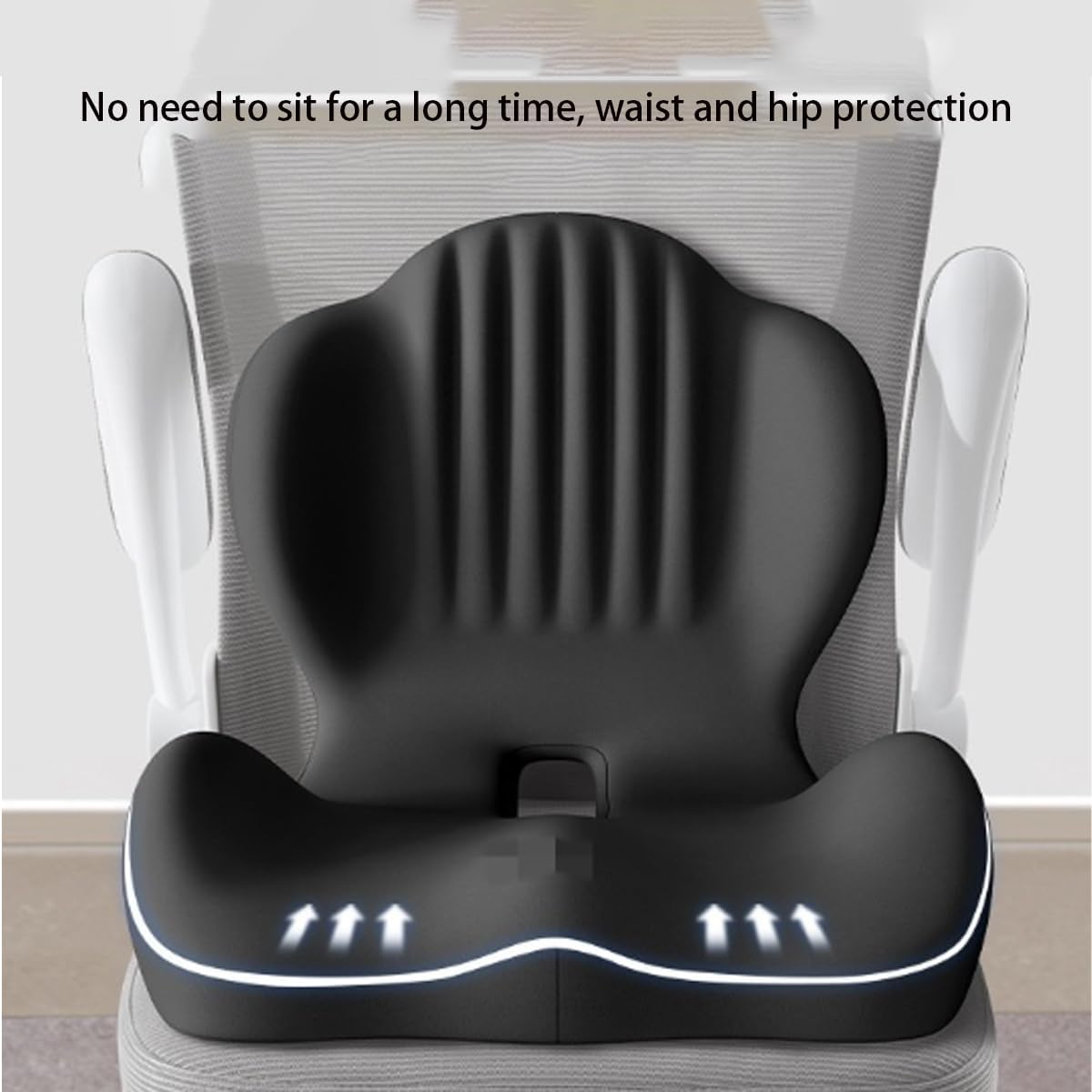 Cojín de espuma viscoelástica para asiento y respaldo para silla de oficina y coche, diseño ergonómico en forma de L con parte inferior antideslizante