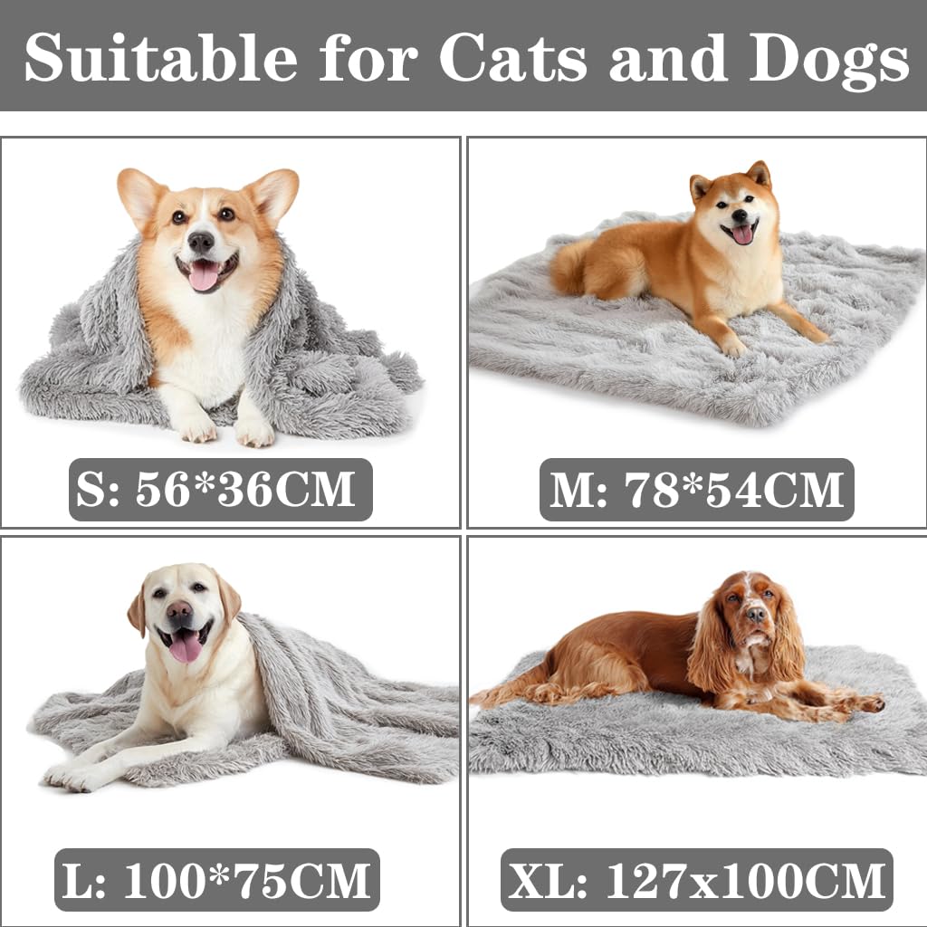 Couverture pour Chien et Chat Douce et Moelleuse – Plaid Double Face en Fausse Fourrure Lavable, Couverture Chaude et Douillette pour Animaux, Canapé ou Lit, Gris 56×36 cm