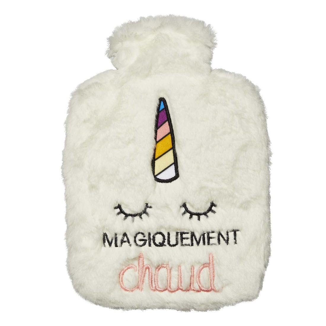 Toga - Borsa dell'acqua calda in peluche con unicorno, borsa dell'acqua calda con fodera in finta pelliccia 100% poliestere, facile da usare, riutilizzabile all'infinito, da portare ovunque