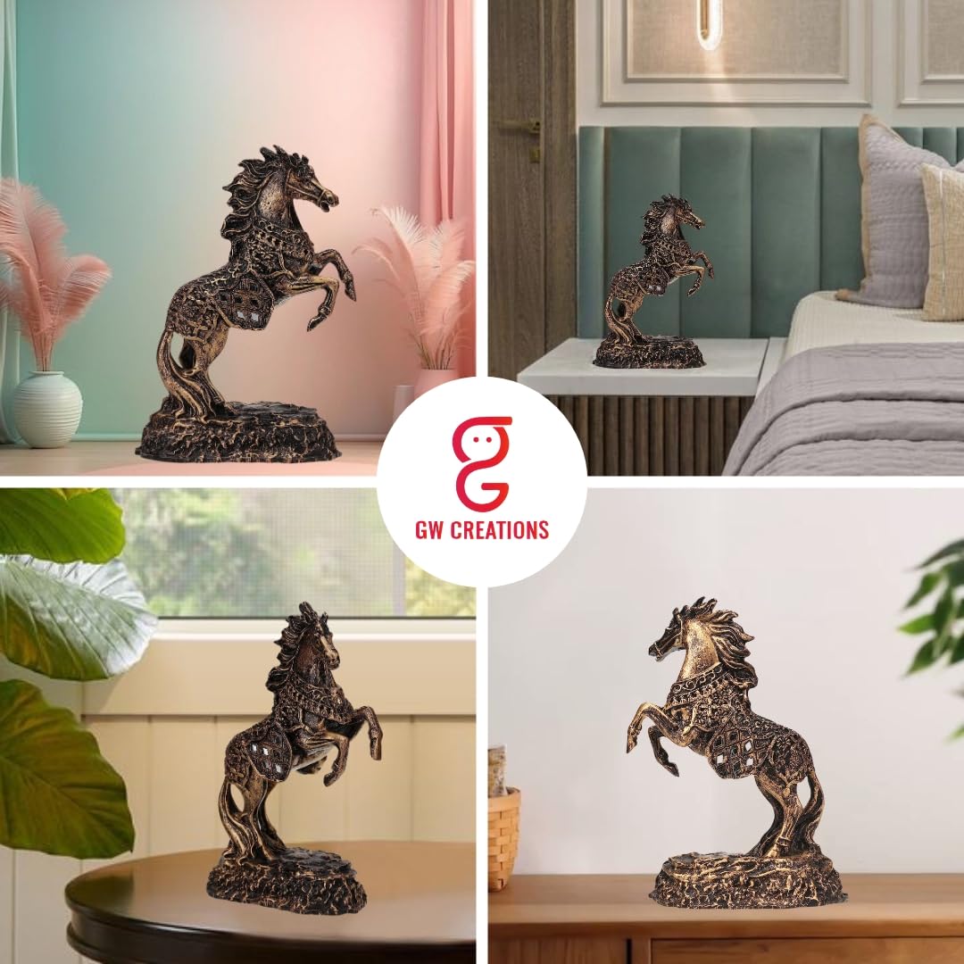 Golden Horse Statue - Wealth & Success Decor -7
