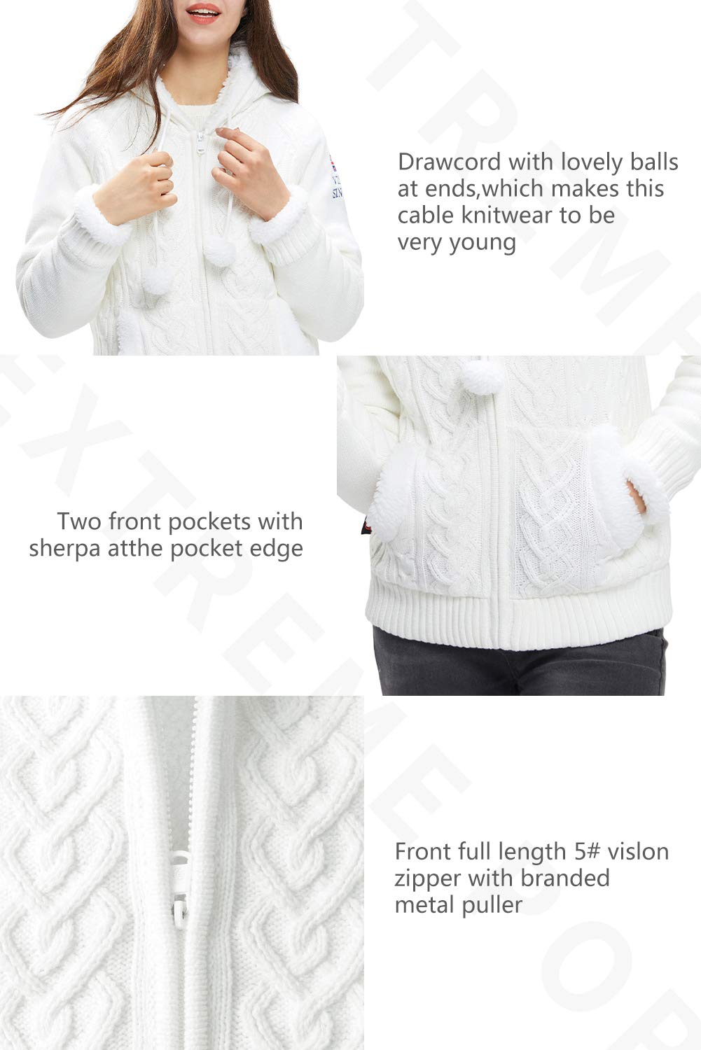 Extreme Pop Chaqueta de Punto con Capucha para Mujer, cárdigan con Cremallera, suéteres, Chaqueta de Invierno con Forro Polar cálido con Sherpa XS-XL UK Stock