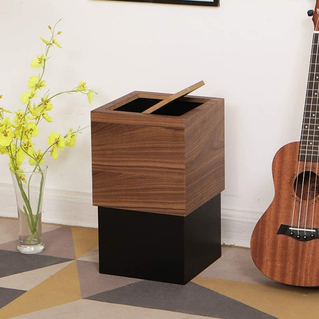 Portarifiuti Pattumiera Cucina Bidoni Della Spazzatura 12 Litri/3.17 Galloni In Legno Massello Pattumiera Retrò Semi Aperti Per Cucine, Casa, Camera Da Letto, Soggiorno Cestino di Spazzatura