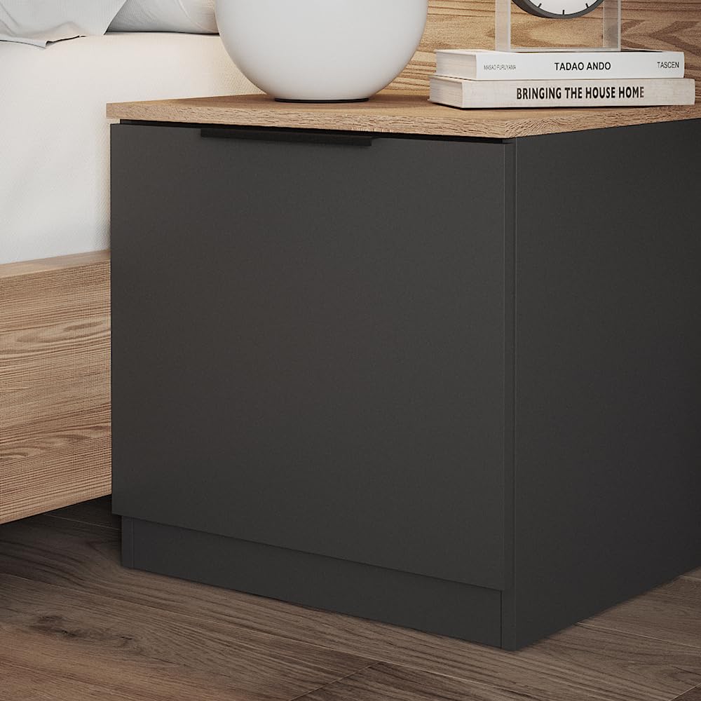 Vicco Table de Chevet Betti, Anthracite/Sonoma, 50x50cm, pour Le Rangement d’Objets du Quotidien et combinable