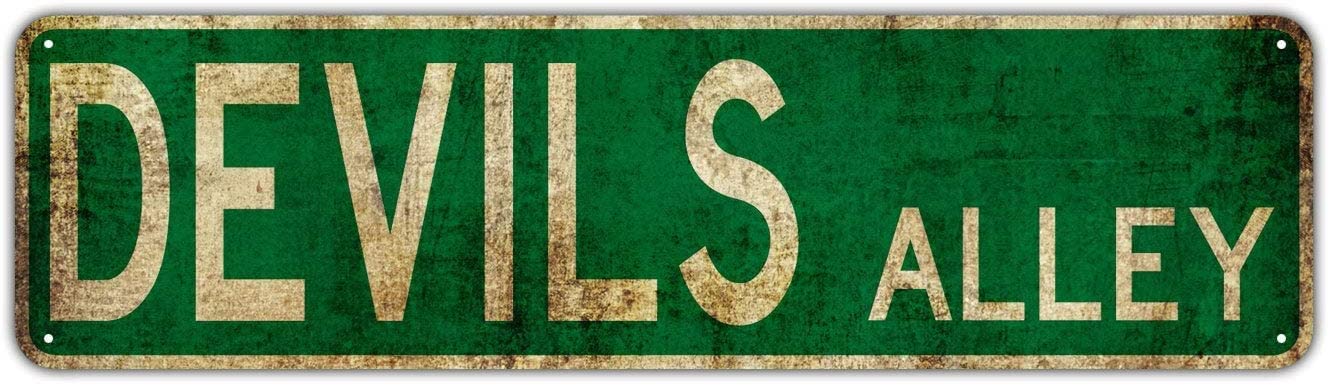 Devil's Lane Street Sign Rustic Vintage Metal Decorative Wall Shop Man Cave Bar Fun Metal Sign 16x6 Inch Vintage Plaque Handicraft Best Gift Metal Tin Sign