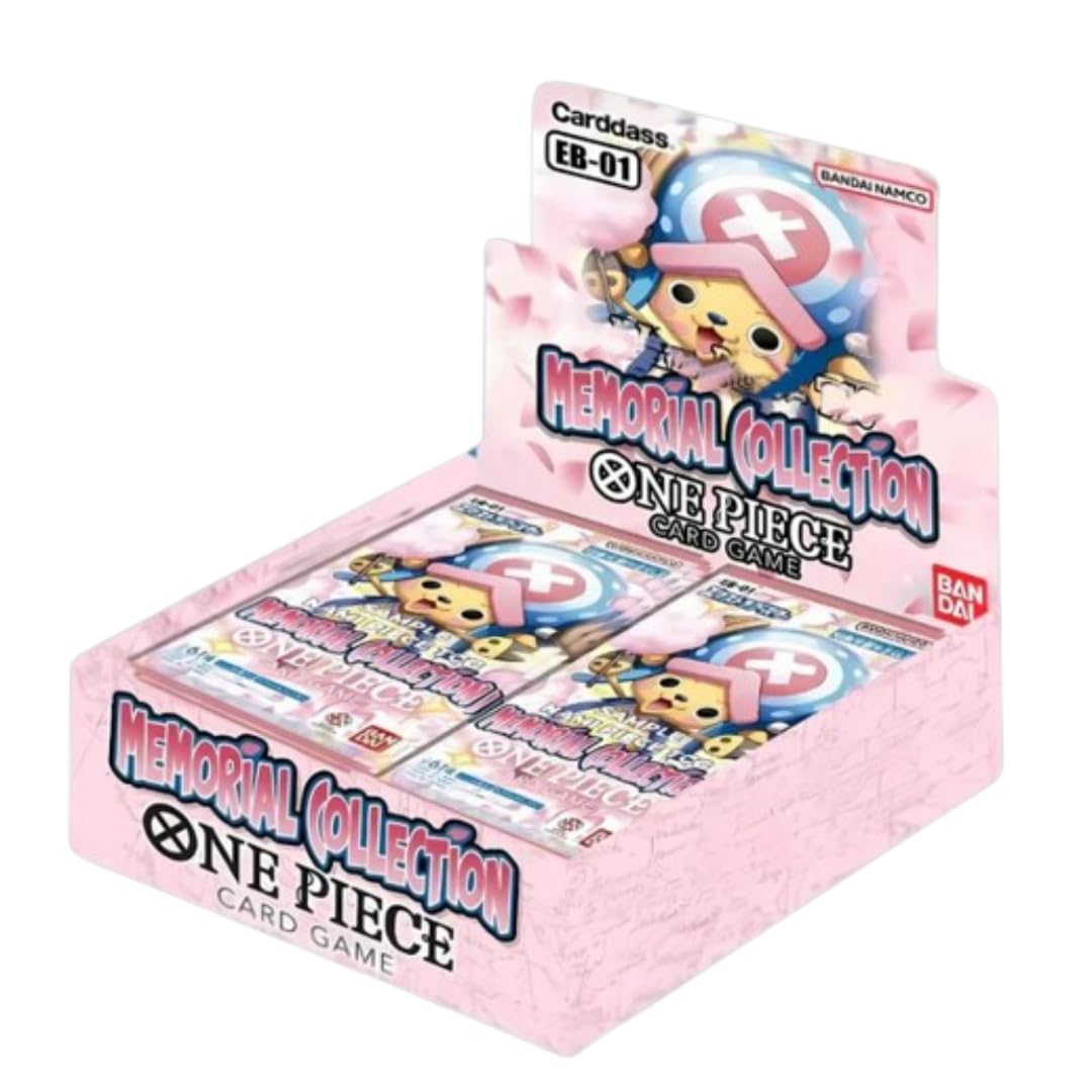 One Piece Card Game - EB-01 Memorial Collection Display - Con 24 Boosters, 12 cartas por paquete, inglés + Heartforcards®