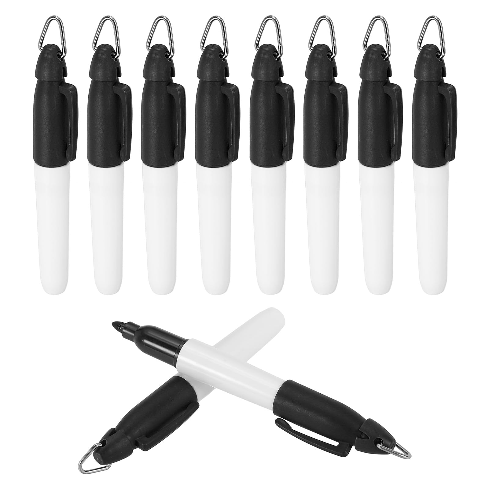 PATIKIL 50 Pcs Mini Permanent Markers with Clips Golf Ball Markers Pen Badge Ink Pens Golf Keychain Clips for Home Office Supplies Sports Outdoor Activities