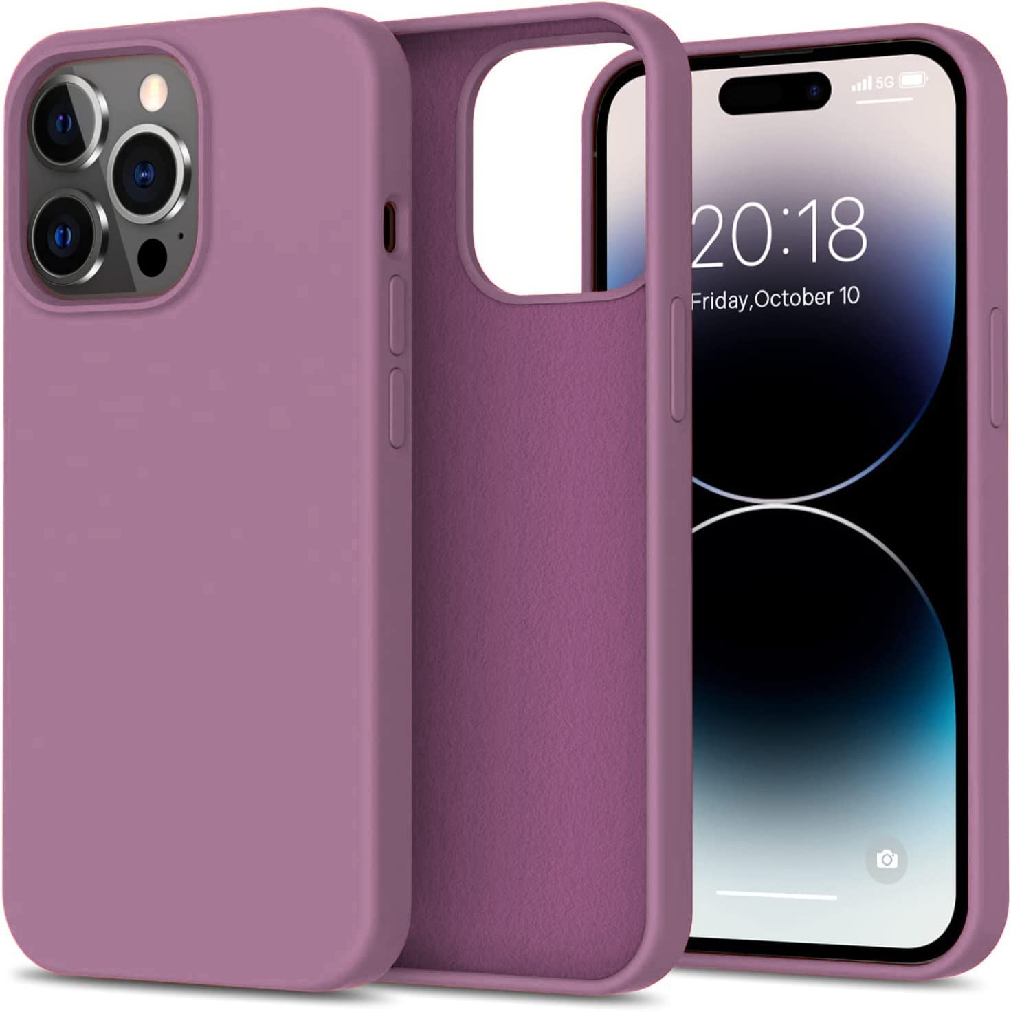 LOXXO® Microfiber Candy Case Compatible for iPhone 14 PRO, Shockproof Slim Back Cover Liquid Silicone Case (Lilac)