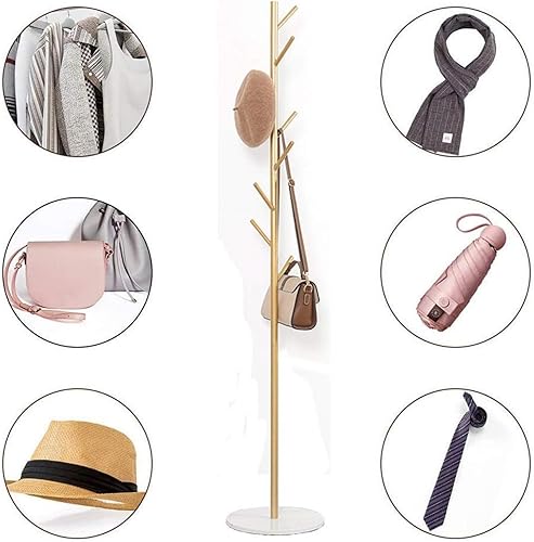 Miniatura 4 de Perchero de latón antiguo, 8 ganchos, soporte de base de mármol para abrigos, sombreros, bufandas, ropa, B