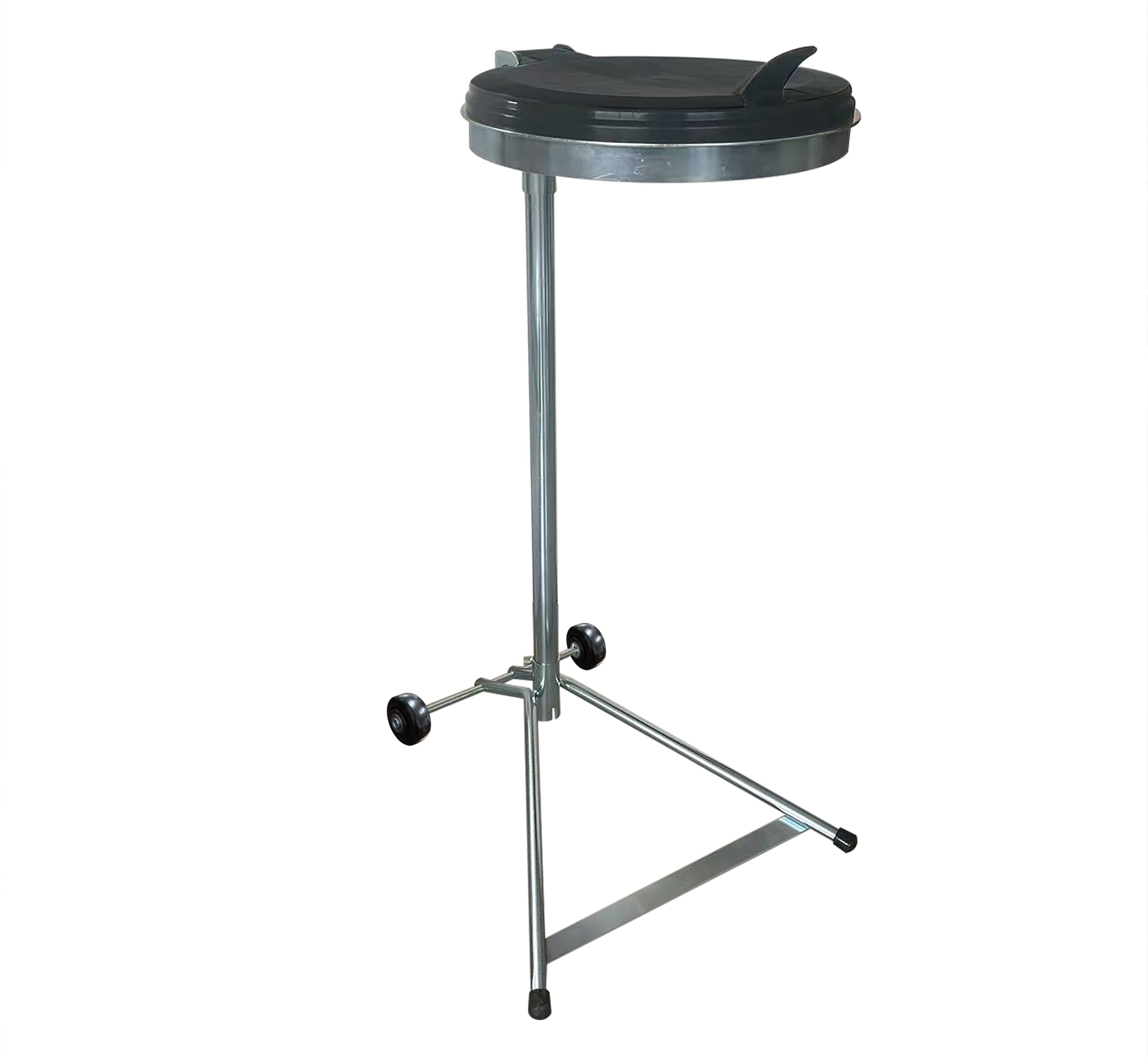 Soporte para bolsas de basura con tapa, 120 L, acero galvanizado, 40 x 40 x 100 cm, 2 ruedas