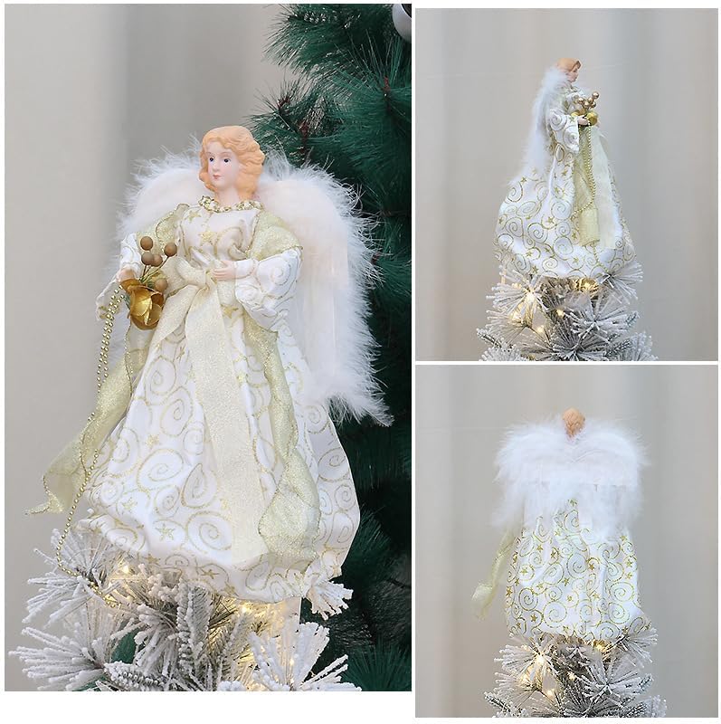 12 Inch Christmas Tree Topper Angel Treetop Ornament Vintage Xmas Indoor Decoration Gold - Image 5