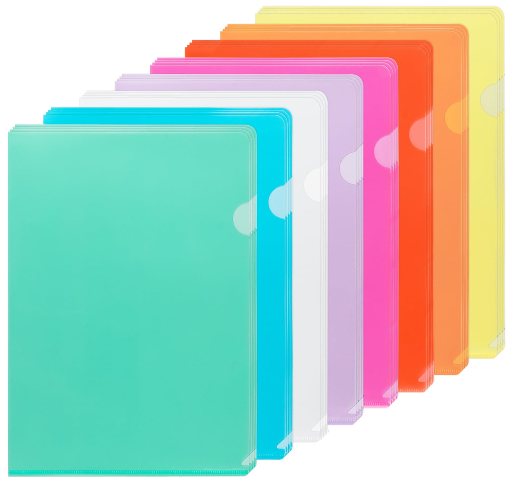 NOTEZMATE 16 x A4 transparente Kunststoffmappen, 8 Farben, A4, offene Ober- und Seitenhüllen, Schutz für Papierhüllen, Aktenordner, Aktendeckel für Arbeit, Büro, Schule, Dokumente