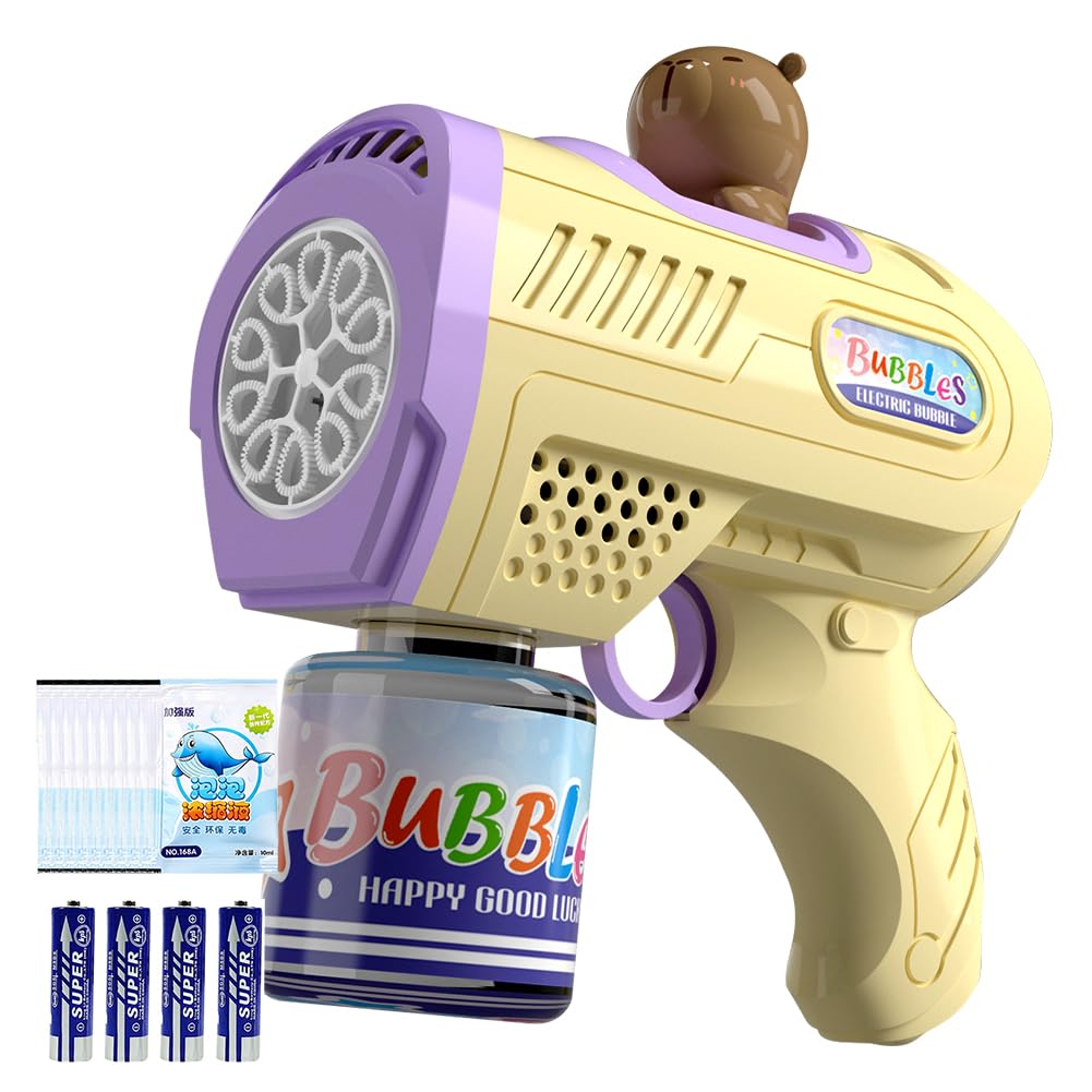 Capybara Bubble Gun, Automatic Bubble Blower Bubbles Guns Blaster with Bottles Solution and 10 Concentrate Automatic Bubble Maker Outdoor Garden Beach Party Games Toys